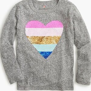 Crewcuts Gray Long Sleeve Shirt with Sequin Heart